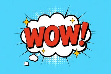 Retro comic book explosion speech bubble with the word wow