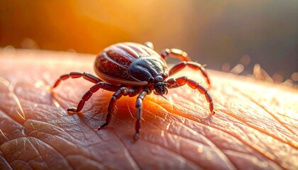 Close-up of tick on human skin