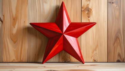 Red star on wooden wall