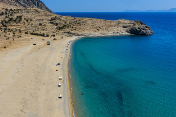 Golden Curve of Pachia Ammos Beach in Samothraki