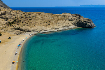 Golden Curve of Pachia Ammos Beach in Samothraki