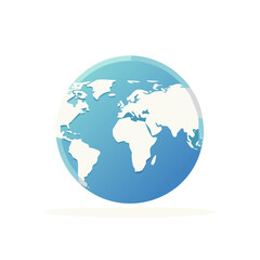 Naklejka premium World map globe vector illustration, blue planet Earth continents geography design, global travel concept art graphic.