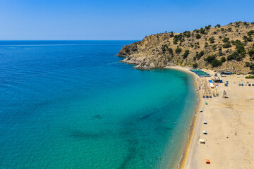 Golden Curve of Pachia Ammos Beach in Samothraki