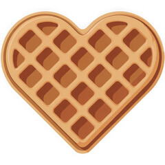 Stack of golden brown heart shaped waffles with a pat of butter on top isolated on transparent background