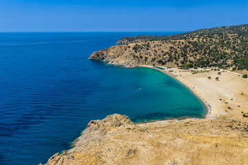 Golden Curve of Pachia Ammos Beach in Samothraki