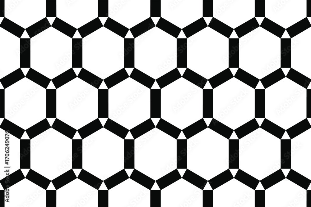 Poster black and white hexagon pattern geometric design honeycomb structure seamless background