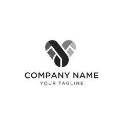 Abstract heart-shaped logo design with interwoven elements and company branding.