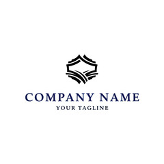 Elegant black and white logo design with stylized shield and company name text.