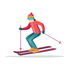 Illustration of person skiing down the slope