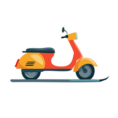 Vibrant Retro Scooter Illustration for Urban City Travel and Transportation Design