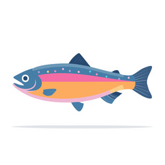 Naklejka premium Illustration of a rainbow trout with vibrant colors, fish biology artwork, colorful trout with spotted back design, flat vector image of colorful trout