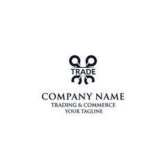 Abstract logo design for trading and commerce company, featuring interconnected circles and the word 