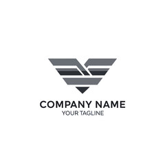 Abstract grey logo design, stylized wings forming a V, corporate branding identity.