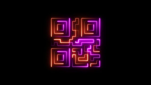 Neon QR Code With Purple And Orange Glow On Black - Powered by Adobe