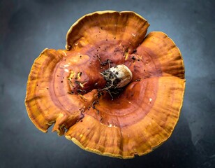 Close-up of a vibrant orange-brown mushroom