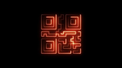 Orange Neon Glowing QR Code abstract barcode - Powered by Adobe