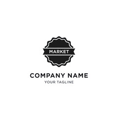 A circular, serrated badge design featuring the word 