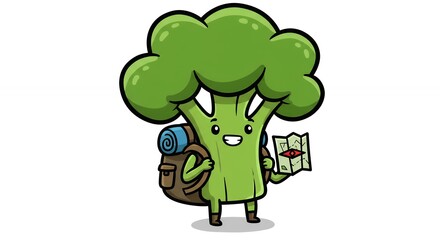Fototapeta premium Broccoli character traveling