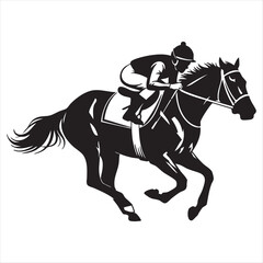 Dynamic jockey riding a galloping horse in a horse racing competition