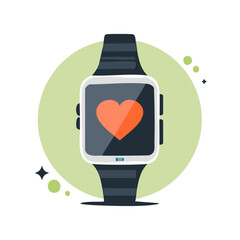 Fototapeta premium Smartwatch with heart icon on screen for health monitoring and fitness tracking technology concept
