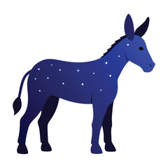 Glowing Midnight Blue Donkey with Constellation Spots Vector Illustration