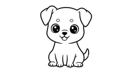 Fototapeta premium Cute cartoon puppy dog sitting and smiling with big eyes