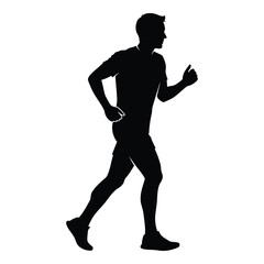 Obraz premium Silhouette of a male runner in motion demonstrating athletic fitness and healthy lifestyle activities silhouette