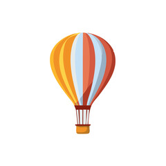 Fototapeta premium Vibrant striped hot air balloon illustration for travel adventure and exploration concepts isolated