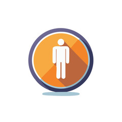 Man symbol inside a circle, concept of public restroom sign, flat design style