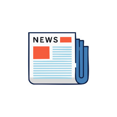 Simple folded newspaper illustration with news headline, a cartoon vector icon for journalism and media