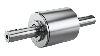 Understanding metal rotor shaft component for industrial machinery and engineering applications design analysis on transparent background