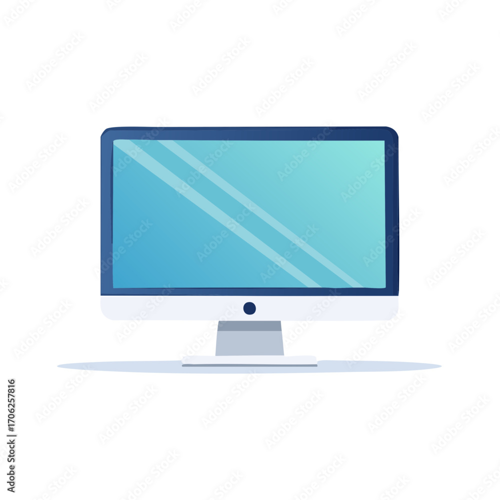 Poster Modern Computer Monitor Screen with Blue Display for Desktop Applications and Design