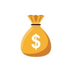 Yellow money bag with dollar sign illustration for finance and wealth concepts