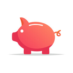 Obraz premium Modern coral pink piggy bank icon with gradient and shadow on white background