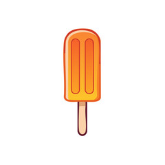 Vibrant Orange Popsicle on Stick Simple Illustration Refreshing Summer Treat