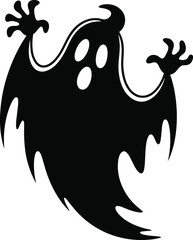 Spooky ghost illustration, Halloween ghost silhouette, scary spooky spirit, haunted ghost clipart, creepy ghost figure, ghostly apparition design, spooky