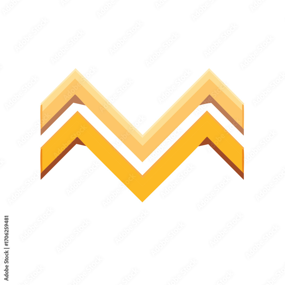 Poster abstract golden zigzag chevron shape with gradient shading and layered effect
