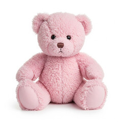 Obraz premium teddy bear isolated on white. Pink teddy bear sitting isolated on white background.