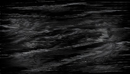 a dark background of vhs overlay effect black and white glitch pixels distort the television screen signal interference creates a chaotic digital texture