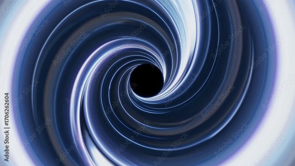 Poster abstract swirling vortex with blue and white light patterns creating a hypnotic effect in a digital 