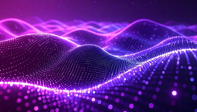 Abstract, vibrant wave of glowing particles - Powered by Adobe