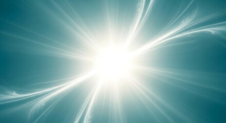 Bright starburst emitting light and energy against a teal background