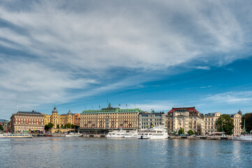 Obraz premium Stockholm, the capital of Sweden, encompasses 14 islands and more than 50 bridges in a vast archipelago in the Baltic Sea.