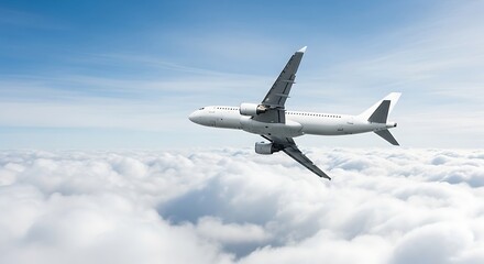 Obraz premium White Airplane Flying Above a Sea of Clouds aircraft