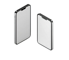 Sleek Smartphones: A pair of modern smartphones with minimalist design and blank screens, offering a clean and professional presentation