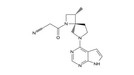 delgocitinib molecule, structural chemical formula, ball-and-stick model, isolated image jak inhibitor © Сергей Шиманович