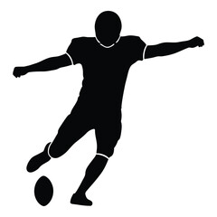 Silhouette of american football player kicking the ball dynamic action pose sports graphic silhouette