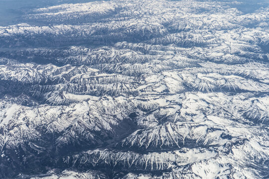 Mountains aerial plane view