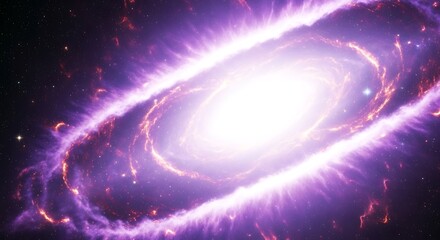 Obraz premium Vibrant purple galaxy with glowing rings and stars in deep space