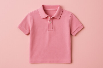pink shirt isolated on light pink. Pink polo shirt on pastel pink background.